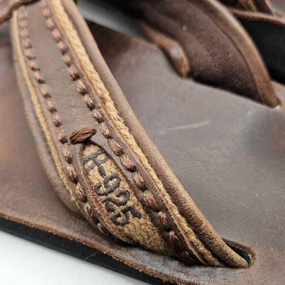 Ruehl925 Rare Olive Green/brown Mens Size 9 Leather Flip Flops